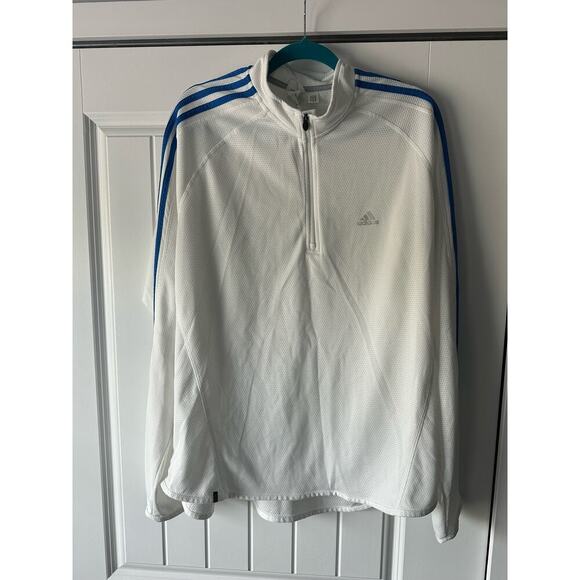 ADIDAS Climalite Men's Size Extra Large White Quarter Zip Pullover Long Sleeve - Picture 1 of 2